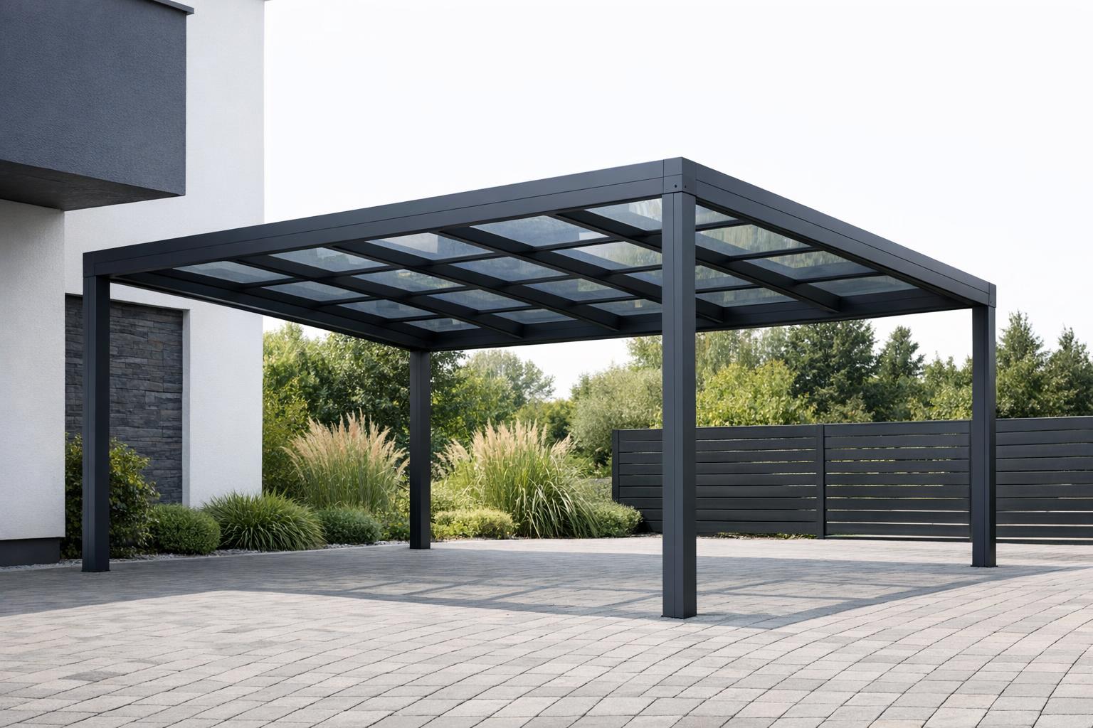 zdjęcie: aluminiowa wiata na podjeździe, nowoczesny design